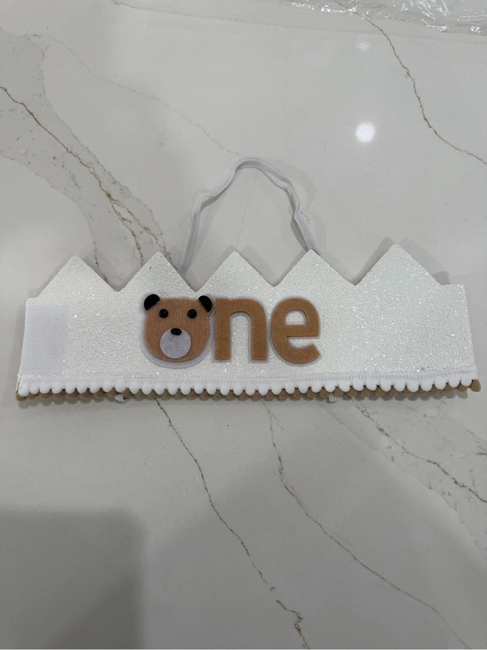First Birthday Felt Crown with Bear 'One'